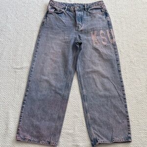 Ksubi Relaxed Wide Leg Jeans in Faded Blue Sz 32